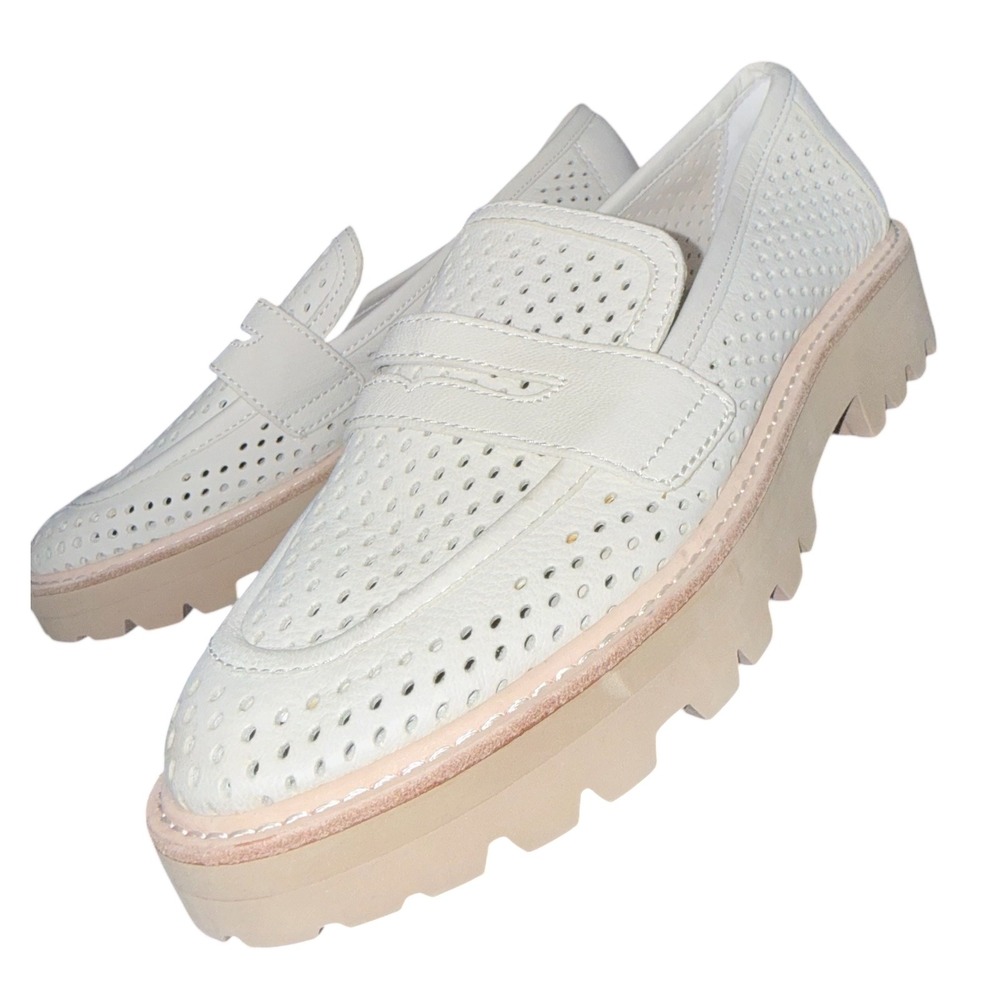 Dolce Vita Size 7.5 Perforated Malila Ivory Nubuck Loafers NWOT